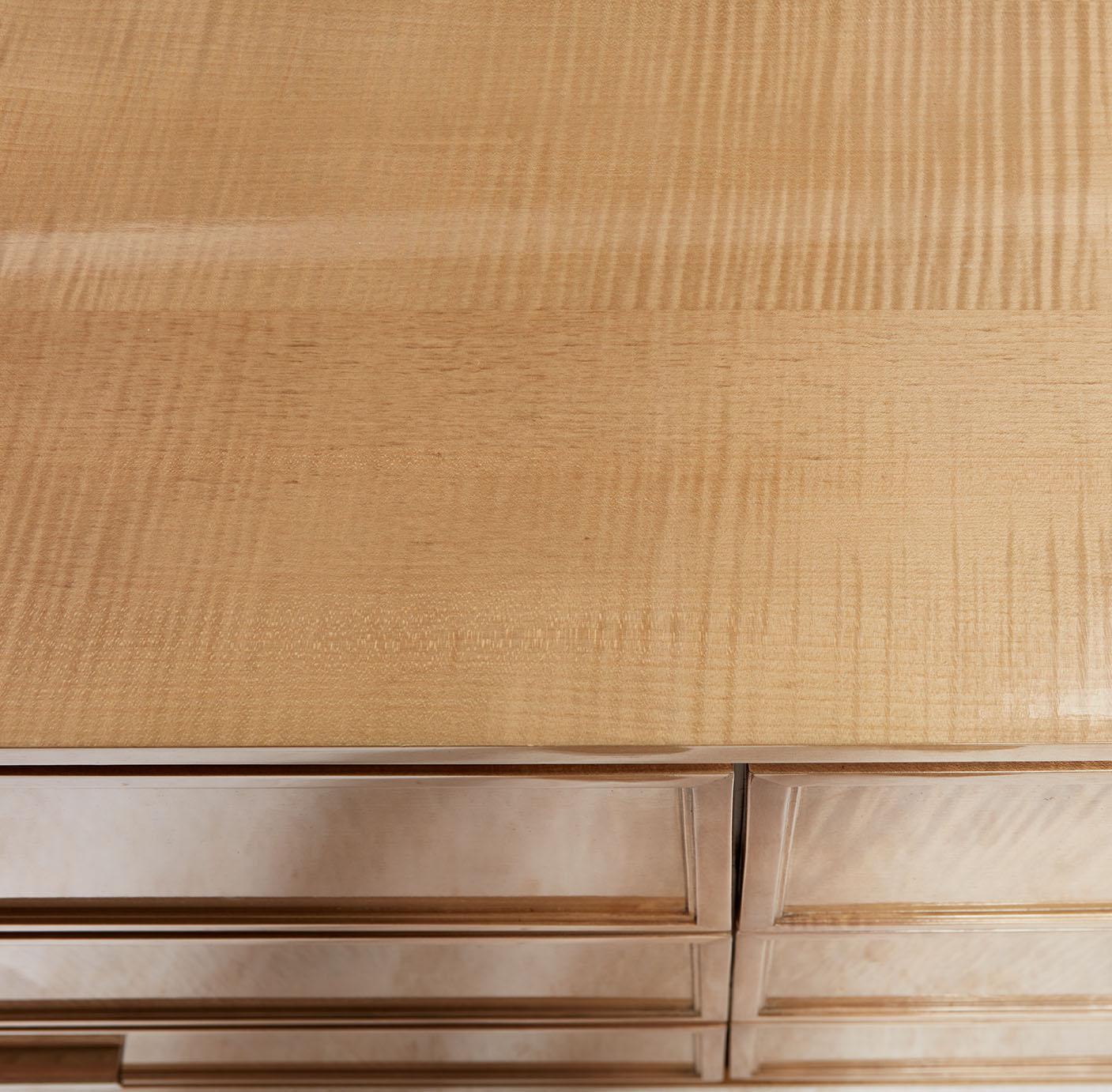 Sycamore and Nickel Chest of Drawers For Sale 1