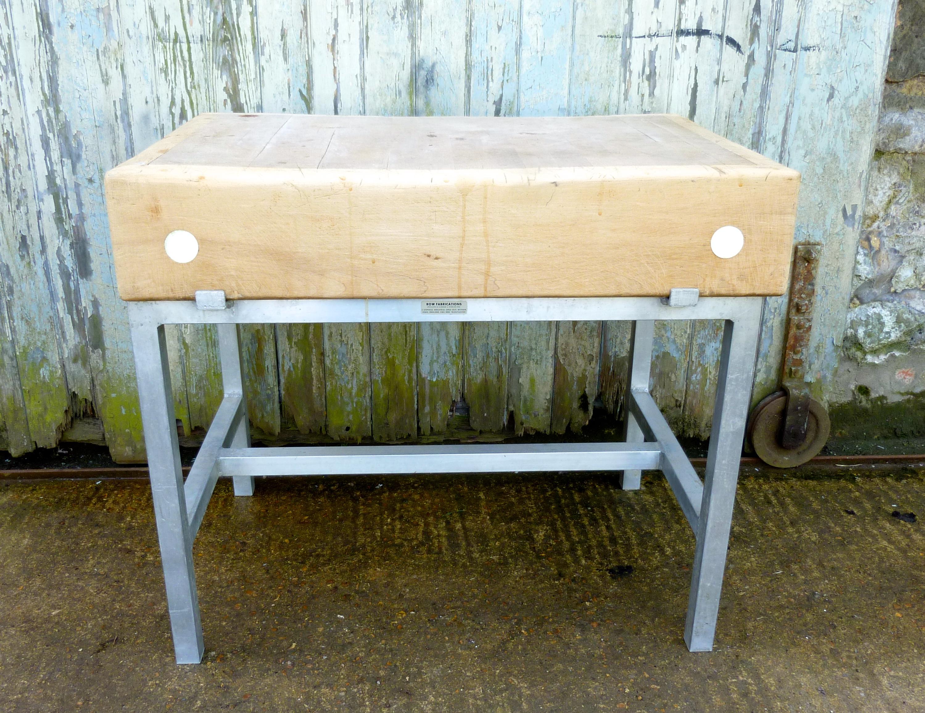 Sycamore Butchers Block on Industrial Style Stand    In Good Condition In Chillerton, Isle of Wight