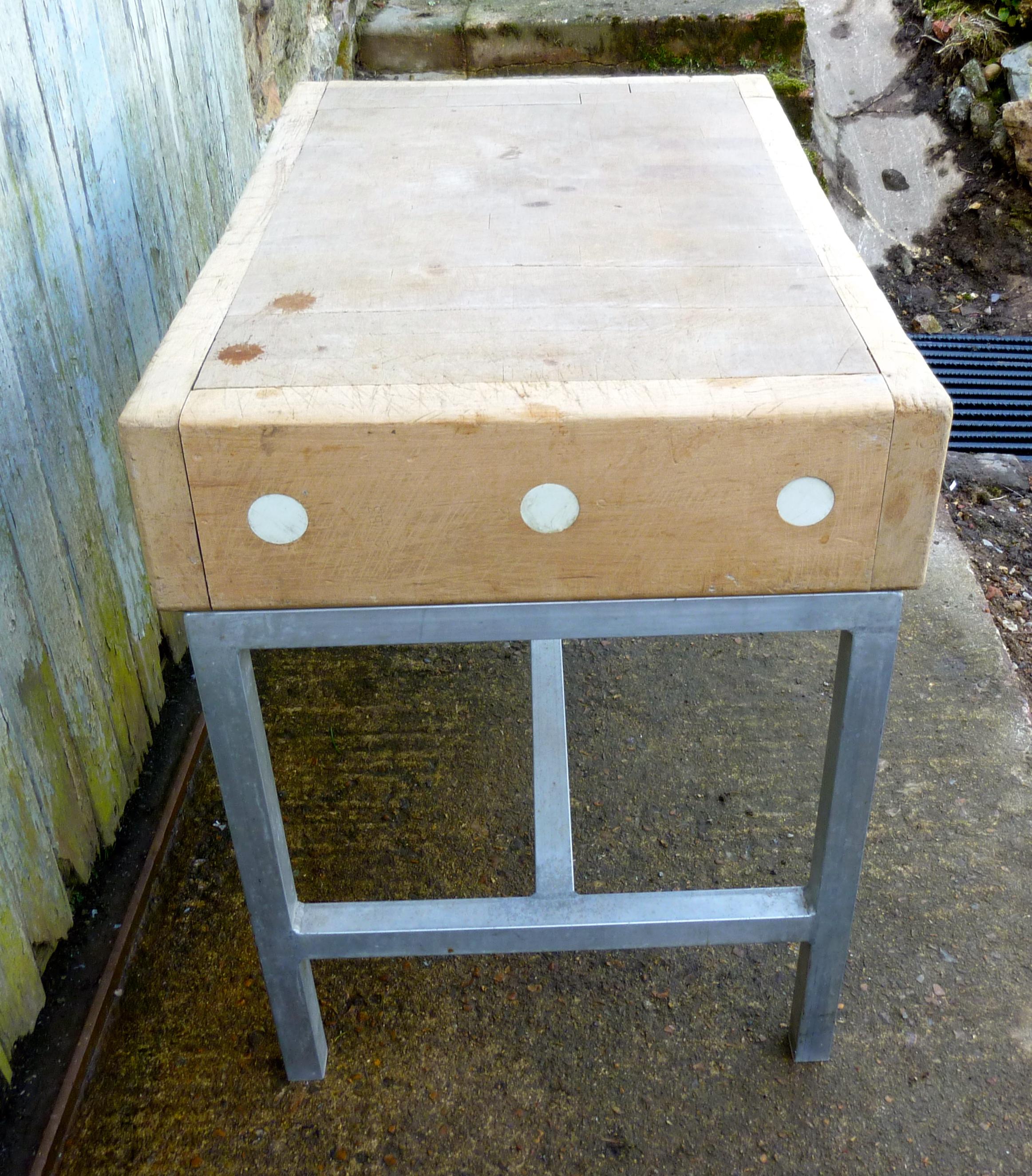 Sycamore Butchers Block on Industrial Style Stand    1