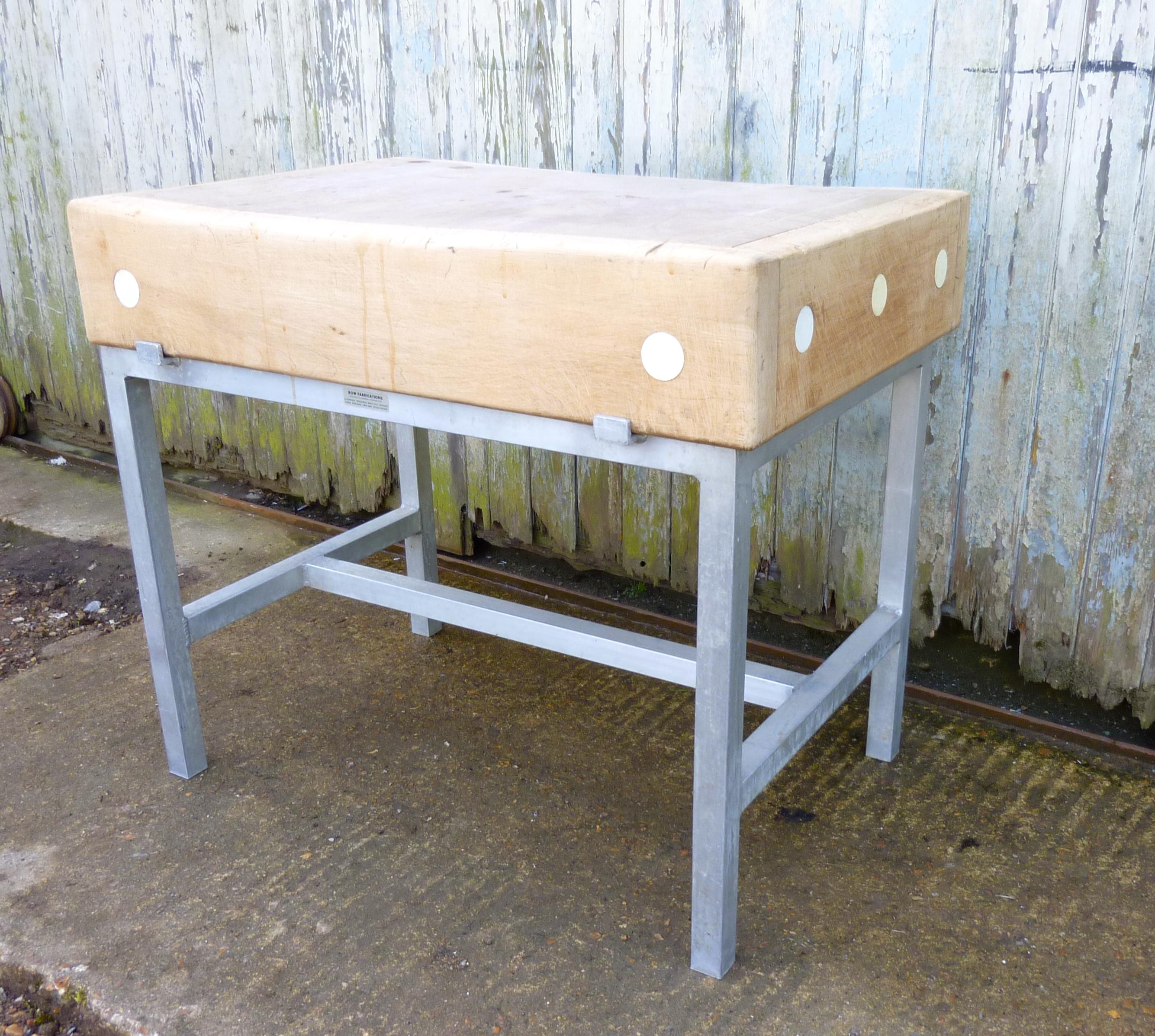 Sycamore Butchers Block on Industrial Style Stand    2