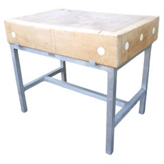 Retro Sycamore Butchers Block on Industrial Style Stand   