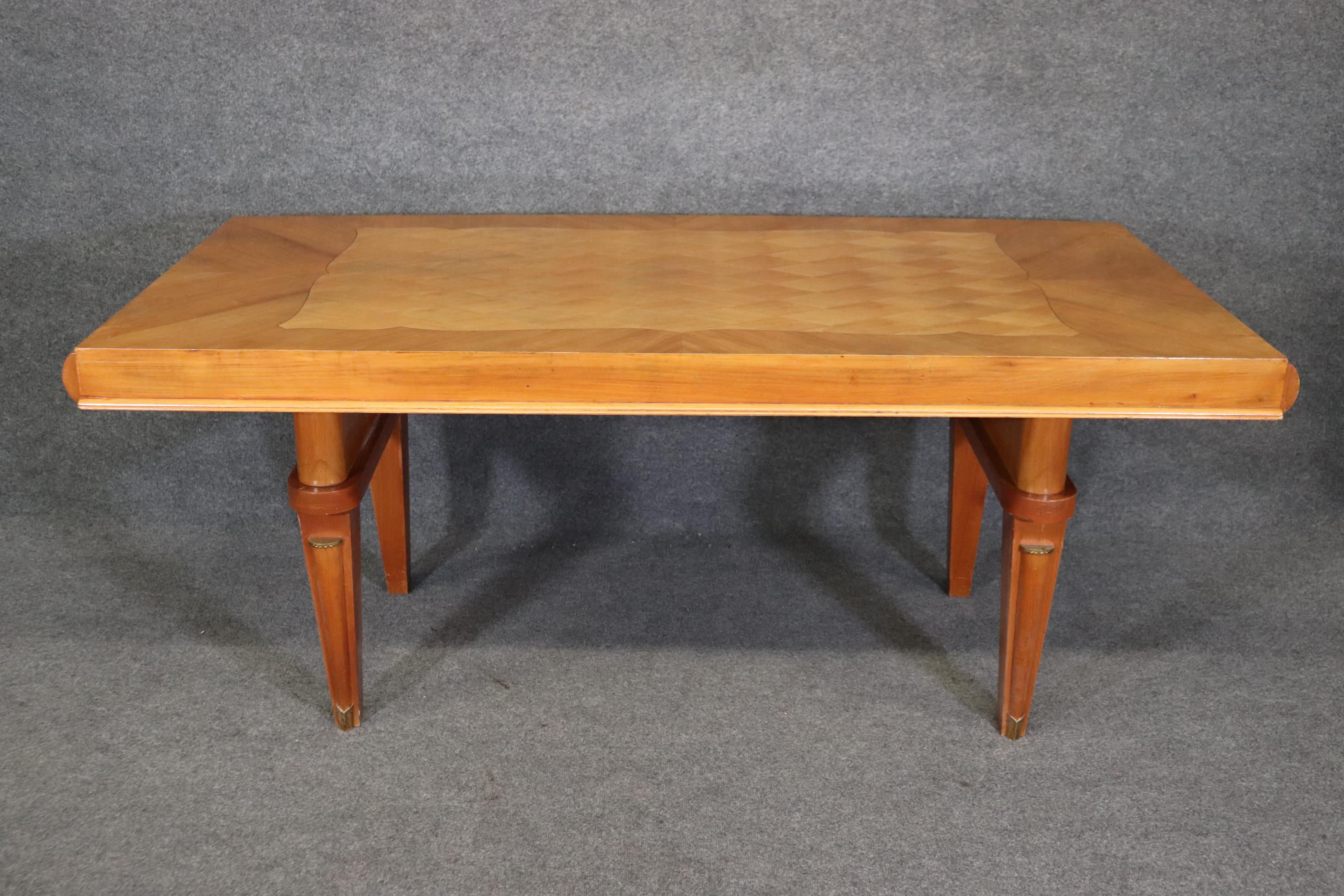 French Sycamore Mid century Modern or Art Deco Dining Table manner of Andre Arbus For Sale