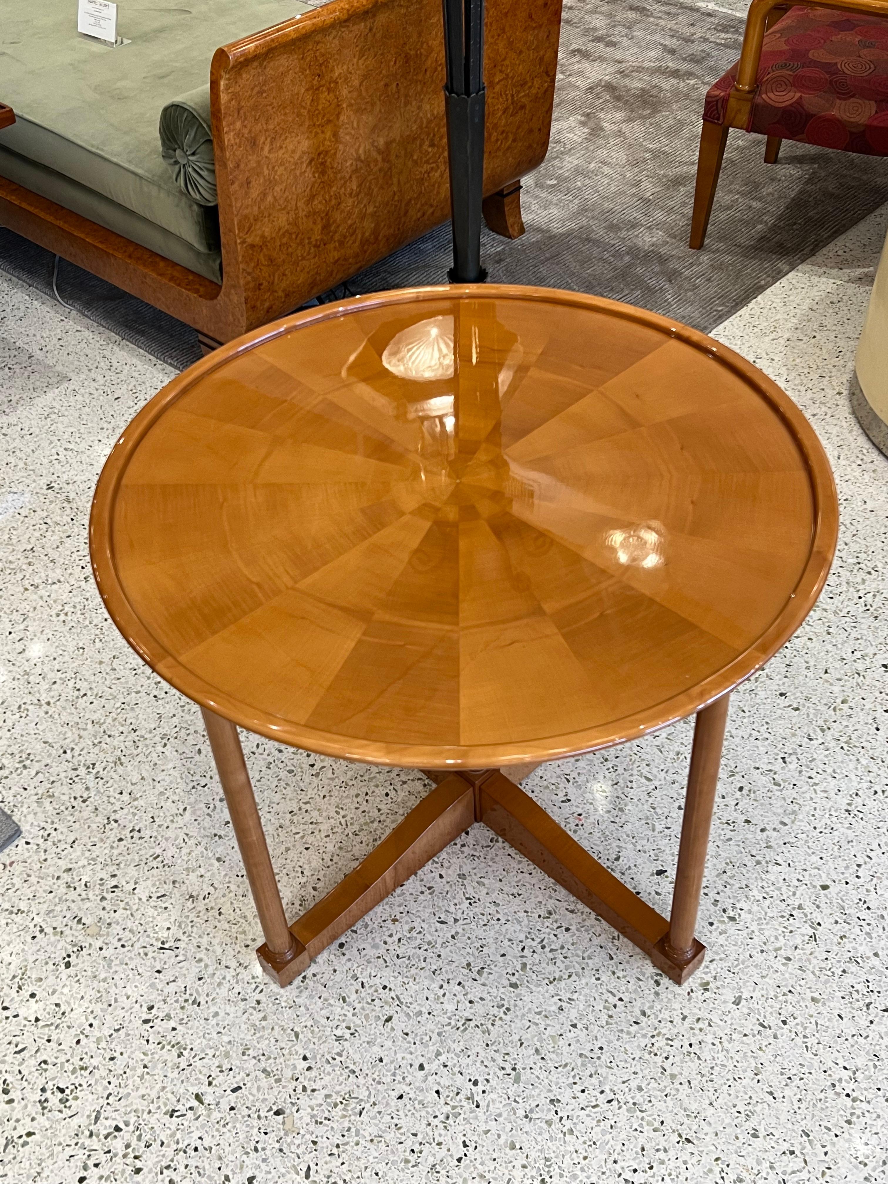 Art Deco Mid-Century Sycamore Wood Coffee Table by André Arbus For Sale