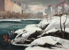 "Pattinaggio su ghiaccio" Scena americana Realismo sociale Epoca WPA Metà del XX secolo Moderno NYC