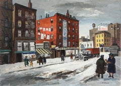 "Snowy City Street" American Scene Social Realism WPA Mid-20th Century Modern