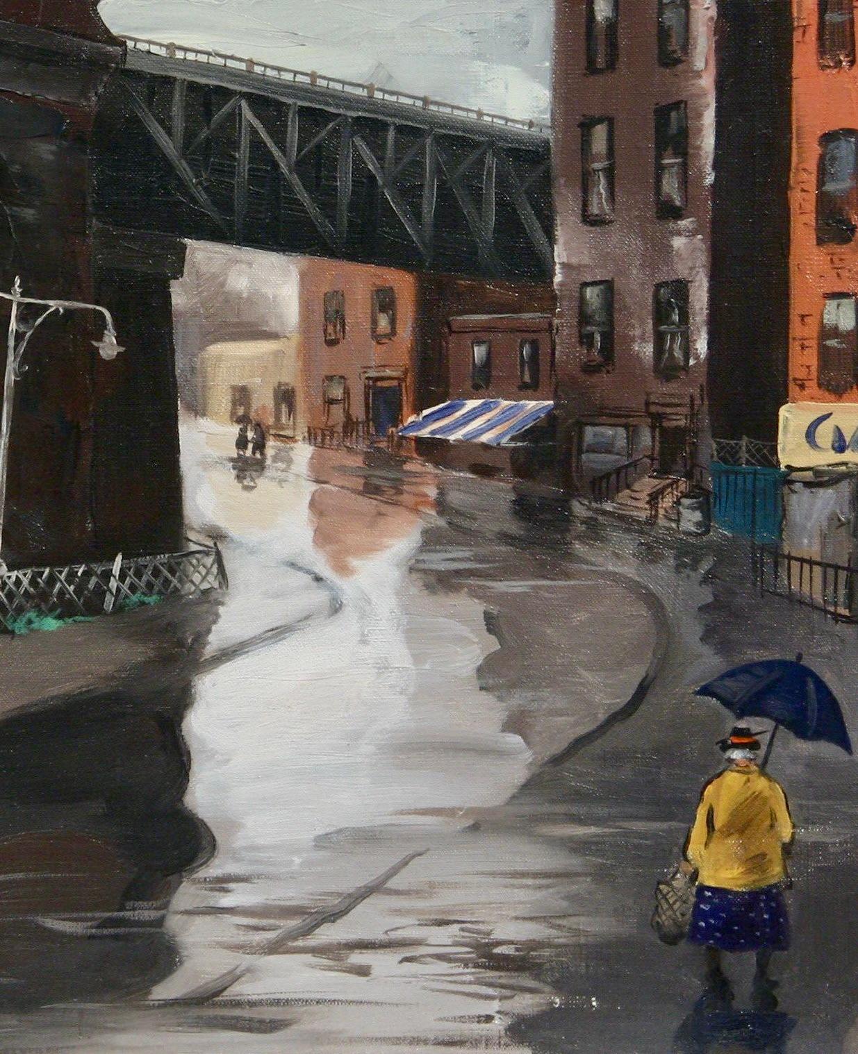 Bajo el viaducto Escena americana Realismo social Época WPA Moderna de mediados del siglo XX - Figurative Painting Negro de Syd Browne