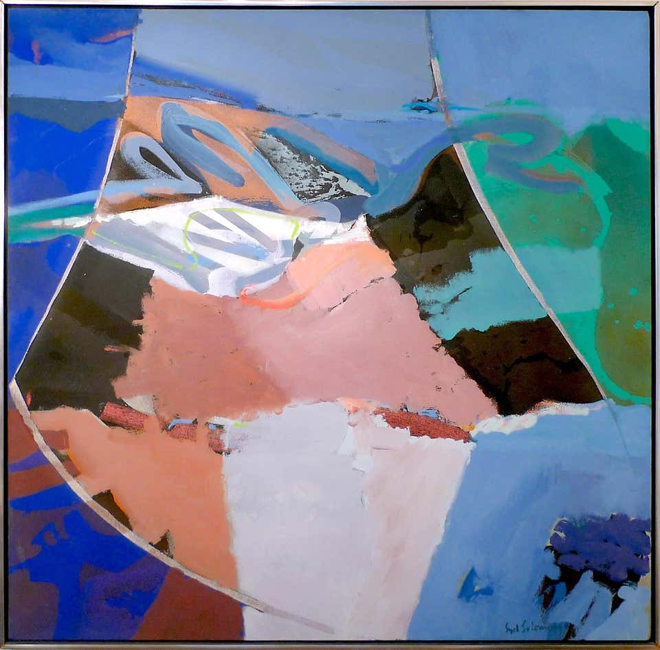 Baytop Abstract Painting, Acrylic on Canvas, 20th Century, Framed