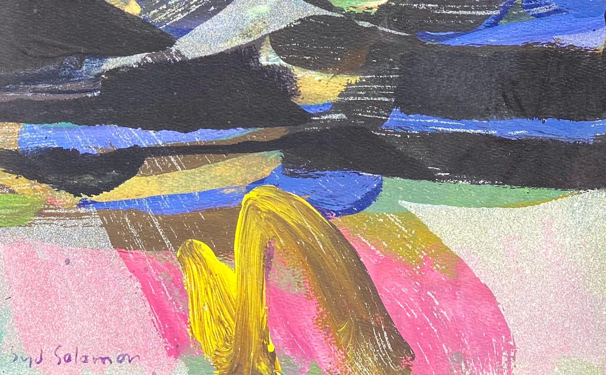 Óleo original y pintura acrílica sobre panel de madera del conocido artista estadounidense Syd Solomon.  Firmado abajo a la izquierda.  Firmado, titulado y fechado 1971 verso .  El estado es muy bueno. No hay restauraciones. Marco original. Las