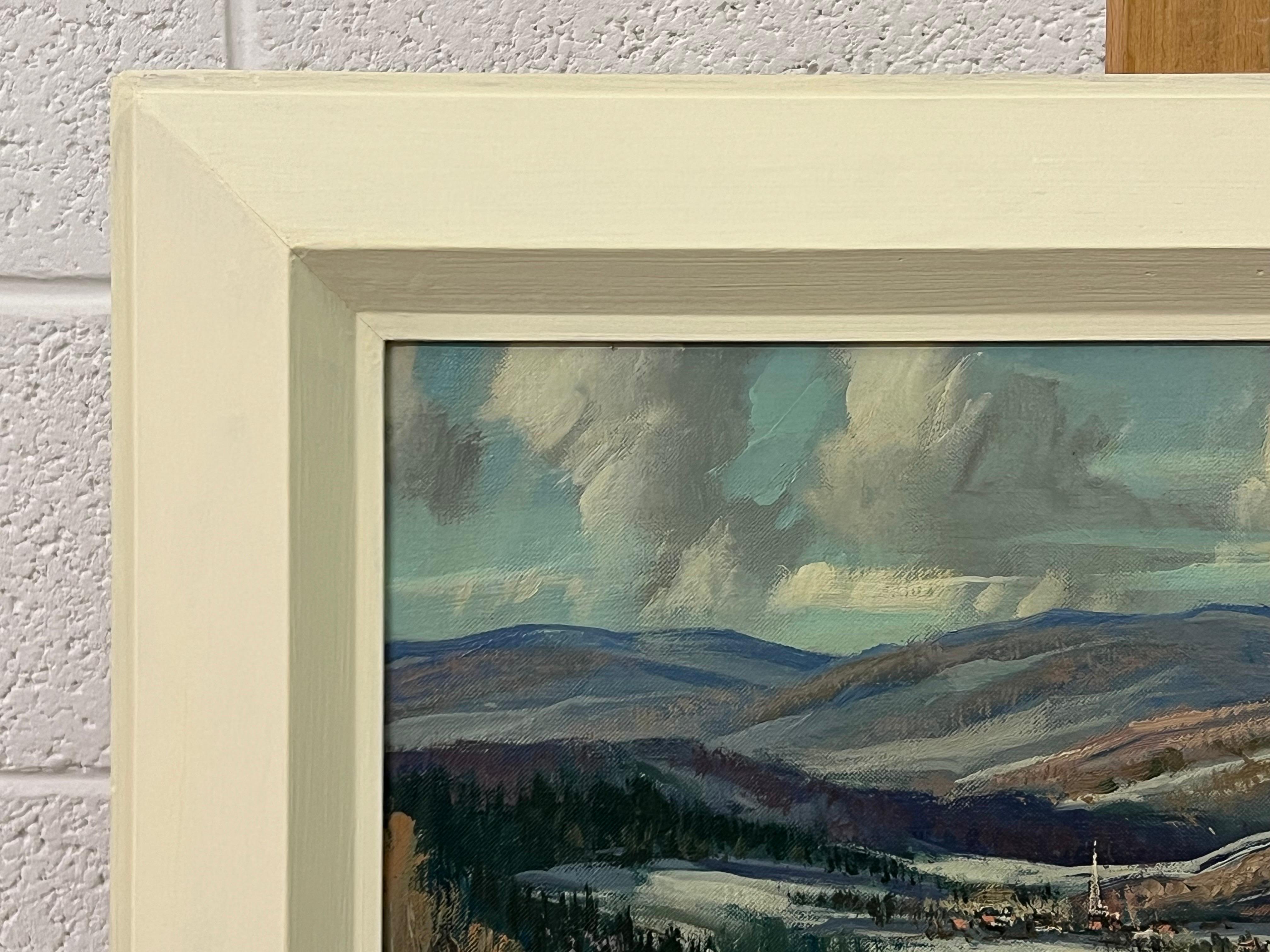 Vintage Winter Snowy River Mountain Landscape of Canada by 20th Century Artist For Sale 10