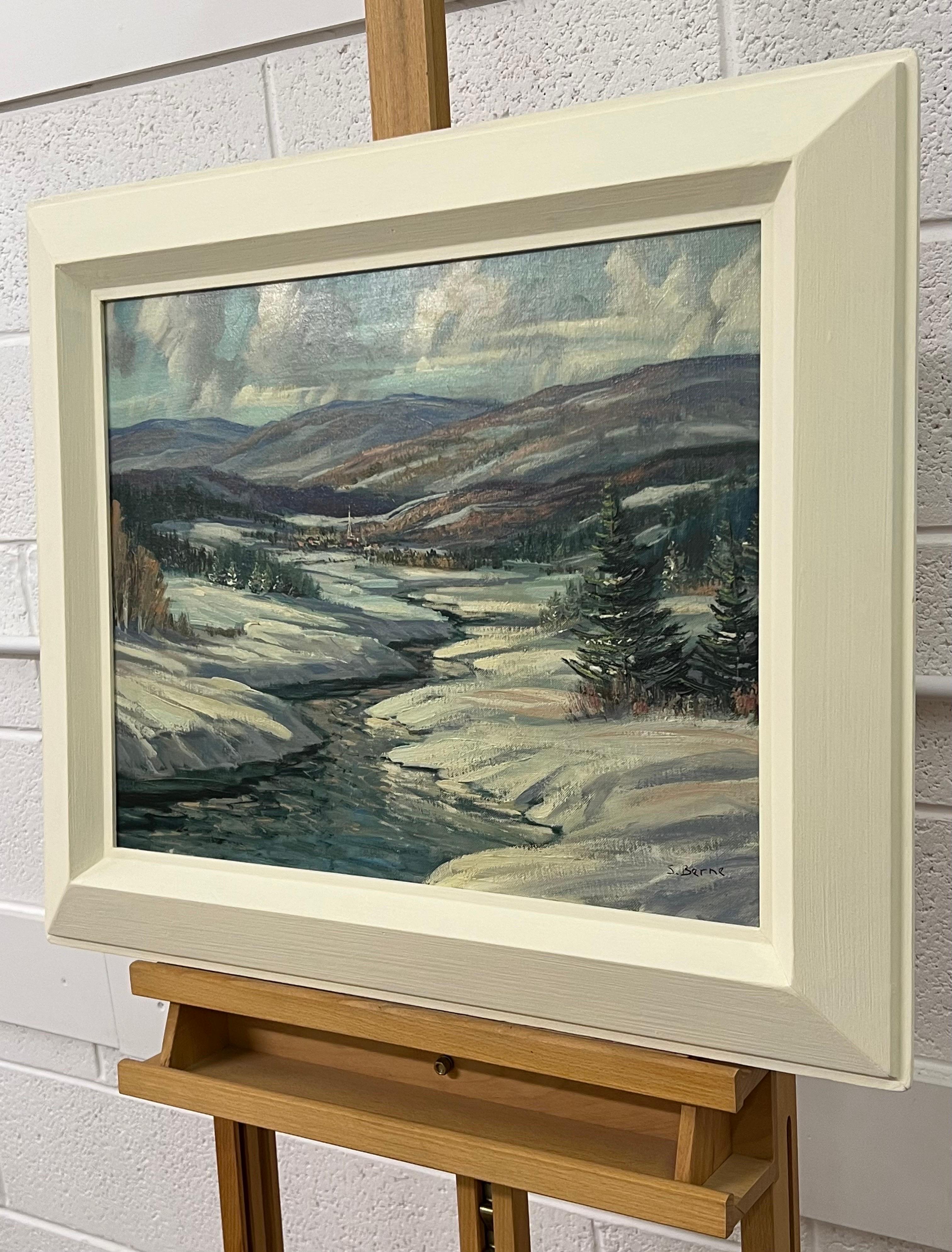 Winter Schneewittchen- Fluss-Gebirge-Landschaft Kanadas von Künstler aus dem 20. Jahrhundert (Amerikanische Moderne), Painting, von Sydney Berne