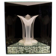 Used Sydney Cash Signed 1995 Boiler Room Excitement Slumped Trifold Glass Sculpture