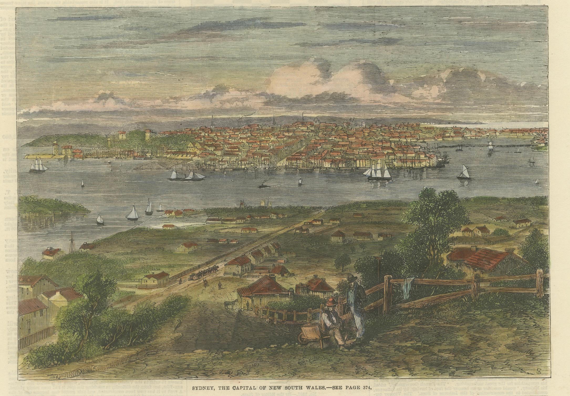 Paper Sydney: Entrance to Port Jackson and A View of the Capital of New South Wales For Sale