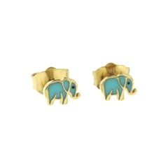Sydney Evan 14 Karat Yellow Gold Mini Elephant Enamel Stud Earring