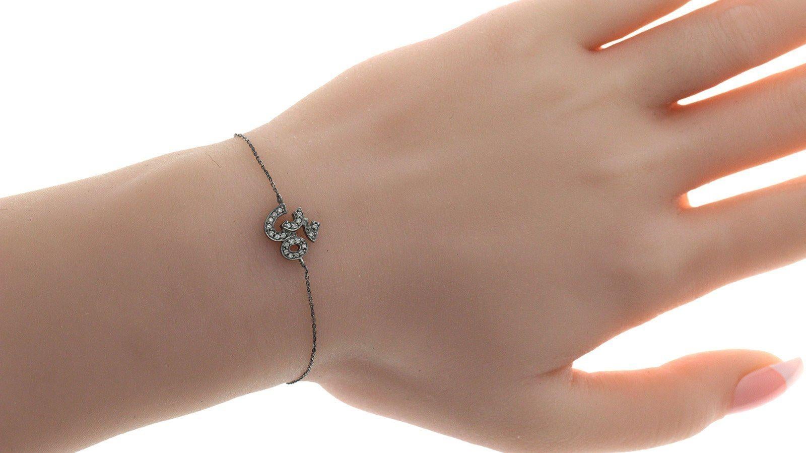Sydney Evan, Armband aus 14 Karat Schwarzgold mit Pavé-Diamanten Damen im Angebot