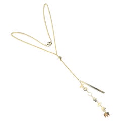 Sydney Evan 14k Yellow Gold Drop Y Necklace Rope Chain Pendant Bar Charms 18" 6g