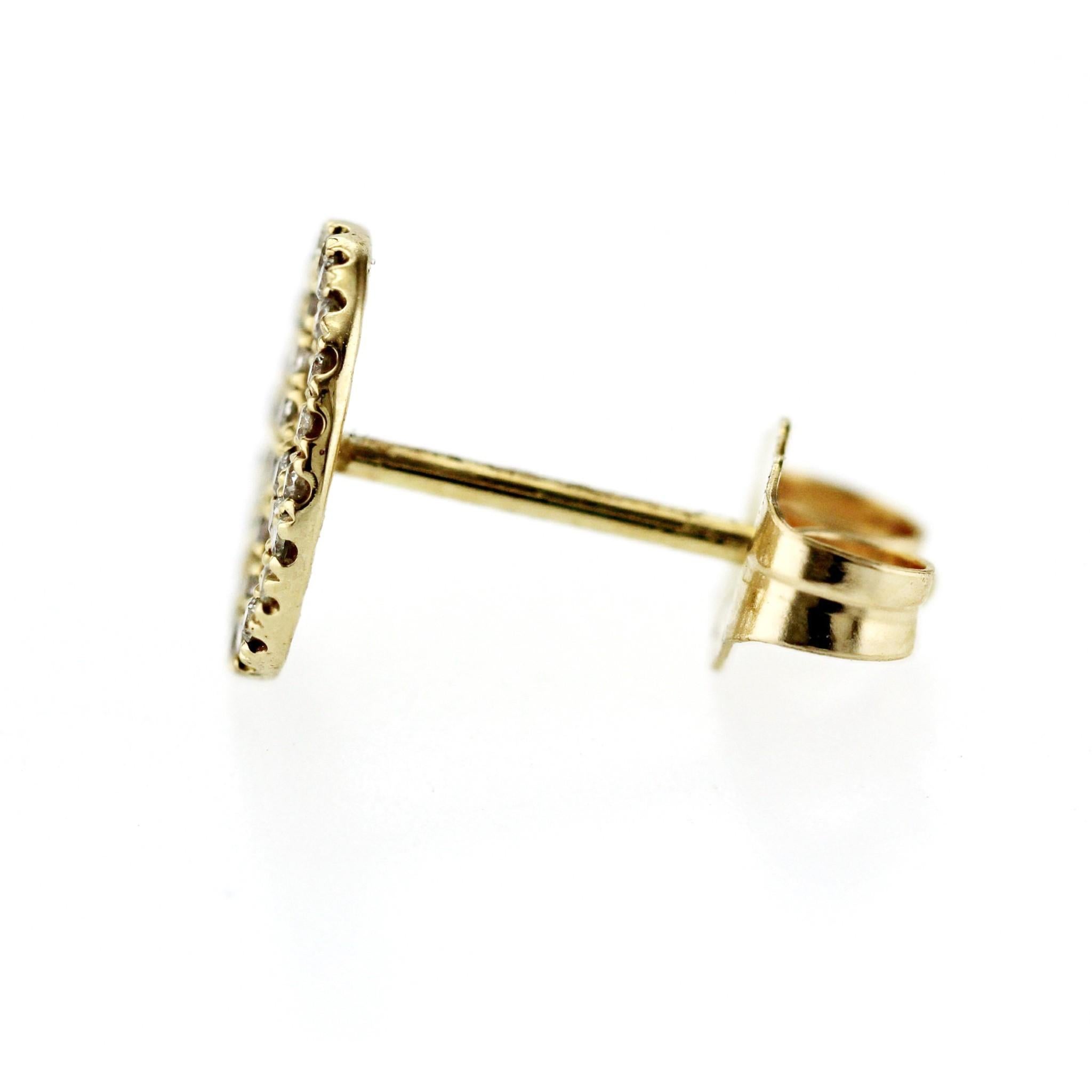 Sydney Evan 14K Yellow Gold Pave Diamond Peace Sign Single Stud Earrings In Excellent Condition For Sale In Los Angeles, CA