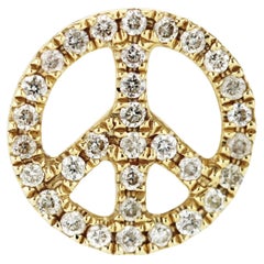 Sydney Evan 14K Yellow Gold Pave Diamond Peace Sign Single Stud Earrings