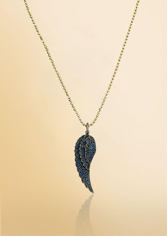 Sydney Evan Blue Sapphire Black Gold Pendant Necklace