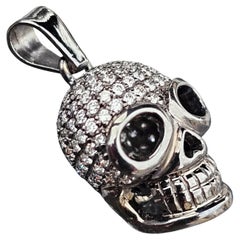 Sydney Evan Diamant- Totenkopf-Charm-Anhänger 14k Schwarzes Gold Pave Seltener Full 3D