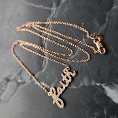 Sydney Evan Faith Diamond Pendant 14k Rose Gold Pave Signature Necklace 1610