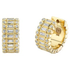 Sydney Evan Hoops Earrings Set with Diamonds 14k Gold