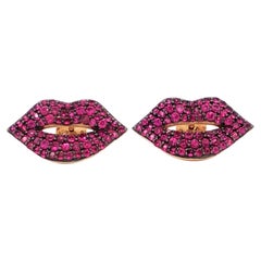 Orecchini Sydney Evan Lips in oro rosa 14k con rubini