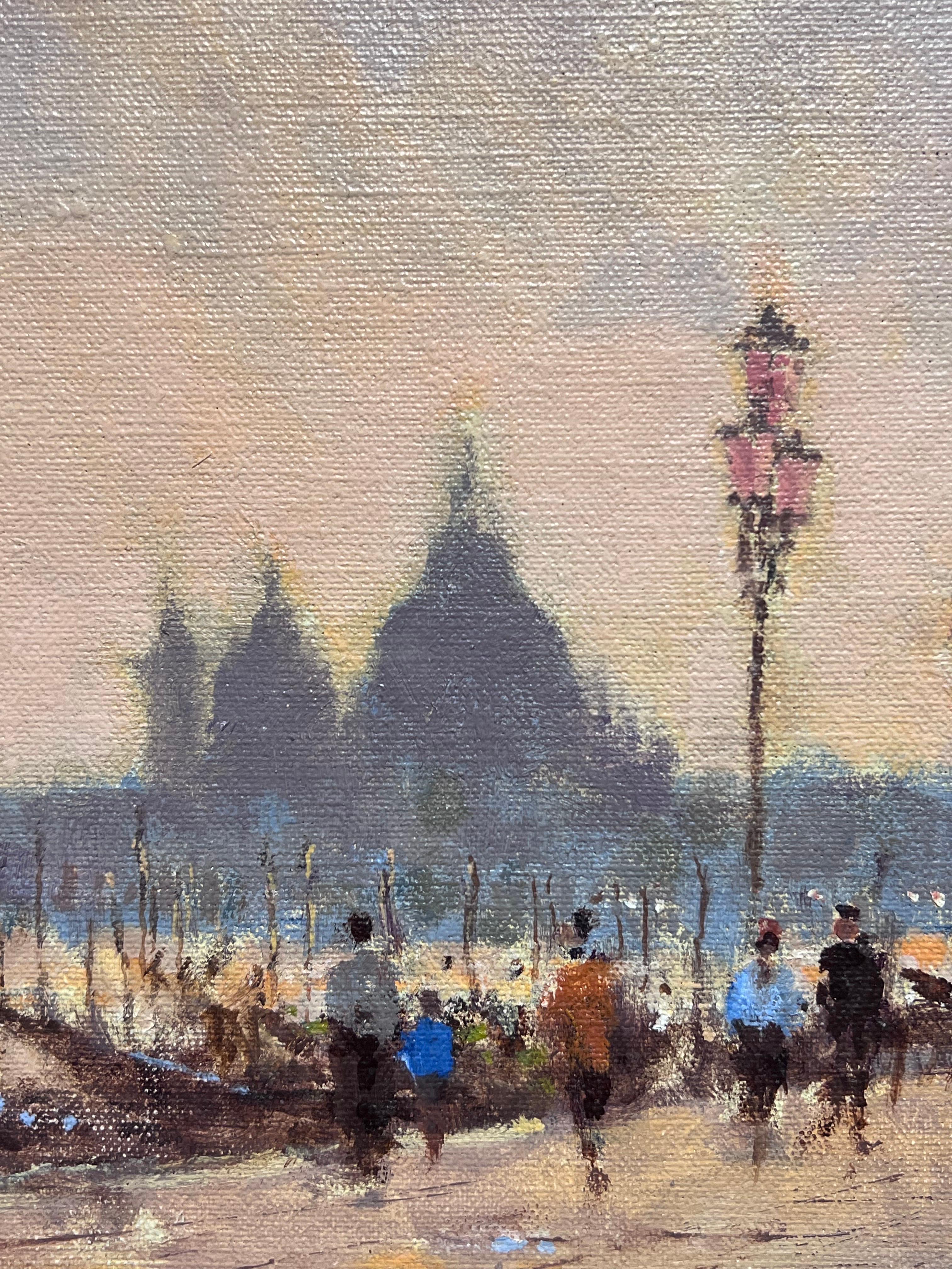 Il Canal Grande di Venezia Pittura ad olio impressionista britannica firmata Artista elencato - Figurative Painting Marrone di Sydney Foley