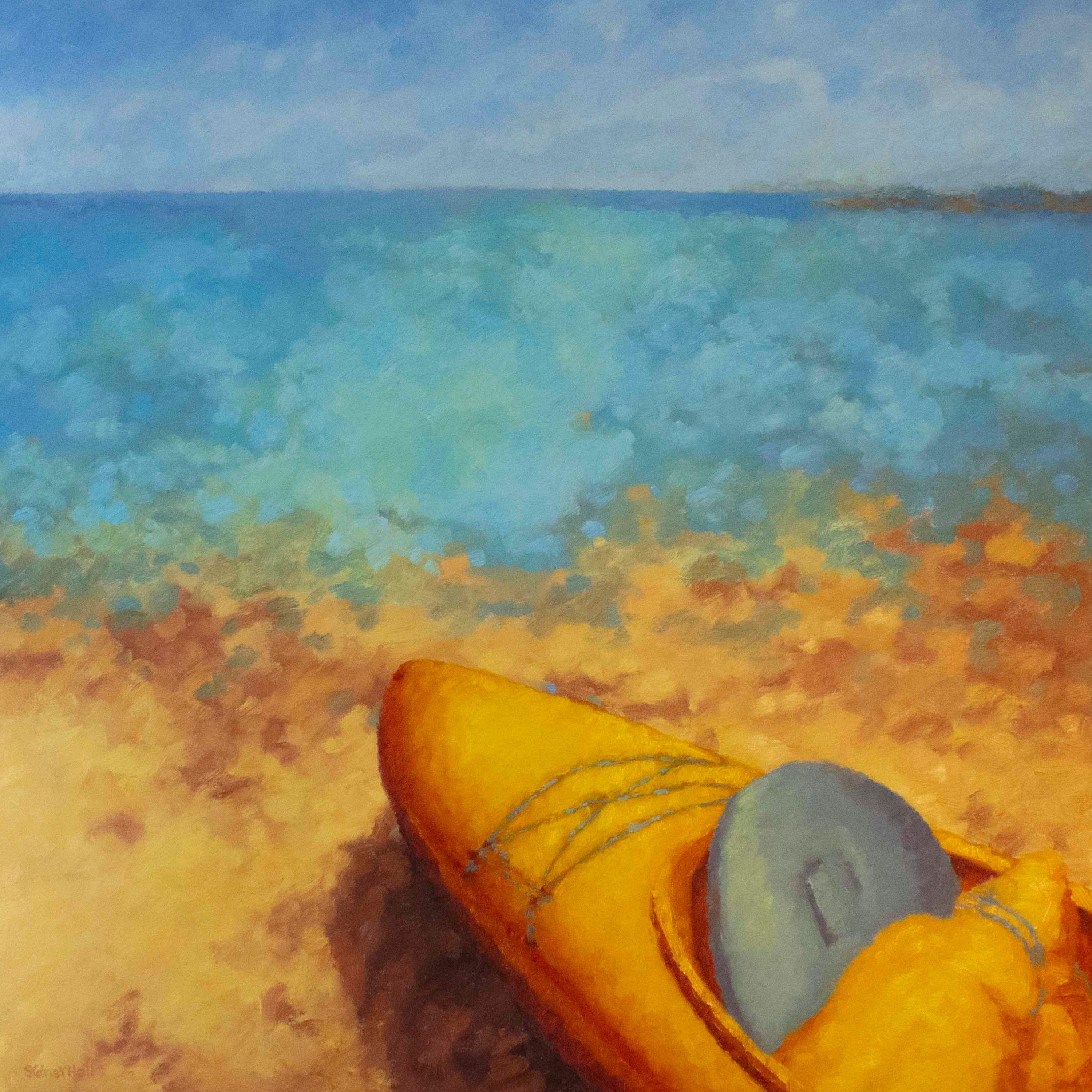 It's a glorious day to be out on the water. Climb in and grab those paddles, your adventure awaits... are you ready... instant impact... gallery-wrapped canvas, jumbo stretchers. (stapled on back.) :: Painting :: Impressionist :: This piece comes