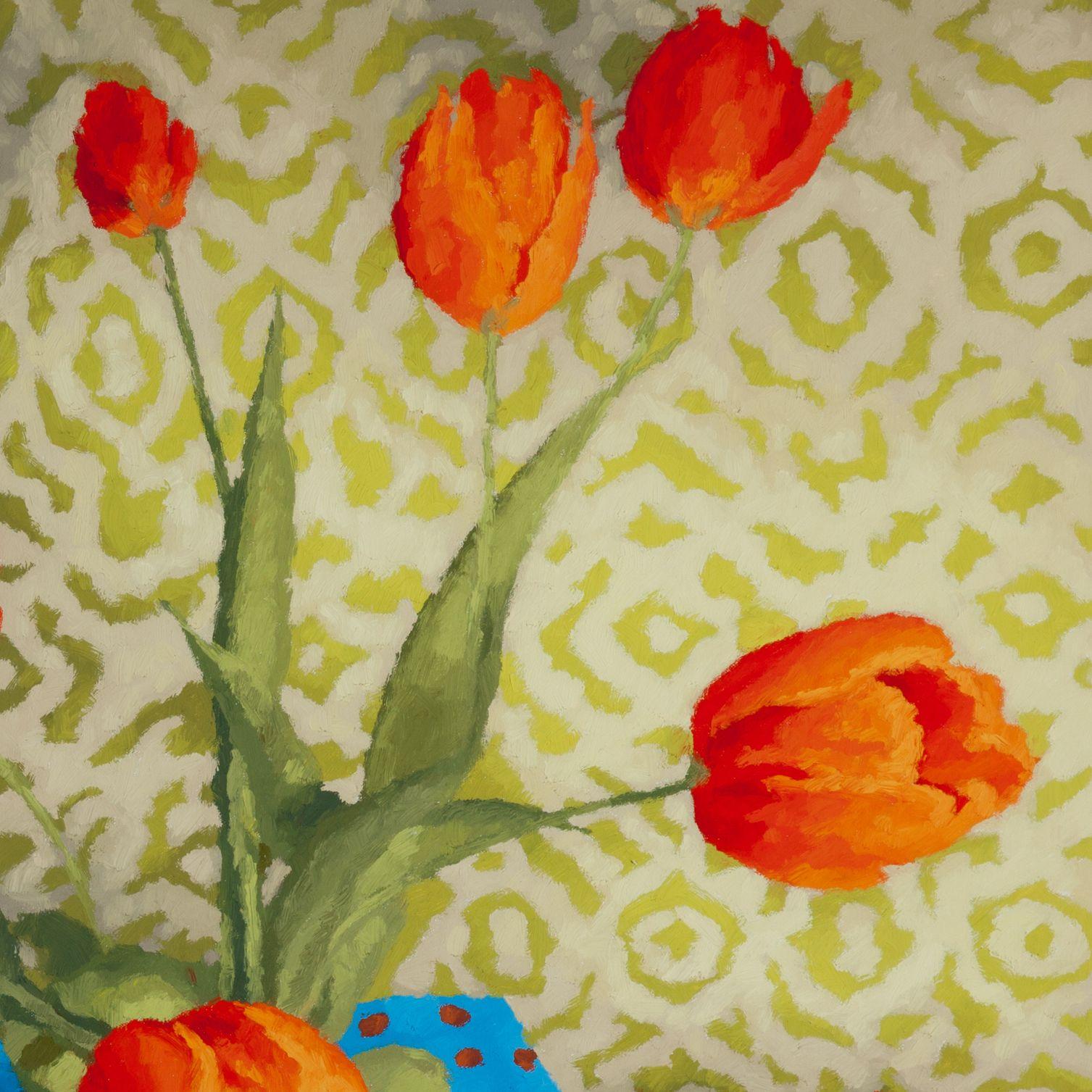 Tulip Dance with Dot, Painting, Oil on Canvas For Sale 1