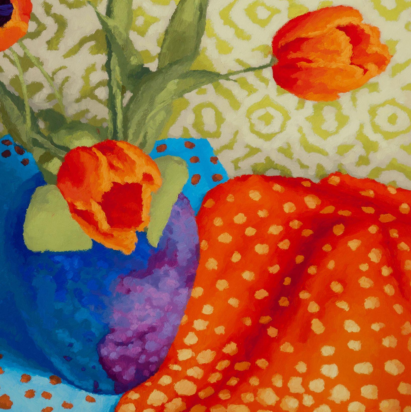 Tulip Dance with Dot, Painting, Oil on Canvas For Sale 3