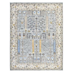 Sydney Hand Knotted Contemporary Floral Wool 5' 0" x 8' 0" Light Gray Area Rug