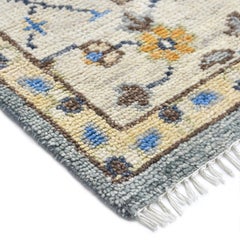 Alfombra de lana con diseño floral contemporáneo, anudada a mano en Sídney, de 6' 0" x 9' 0", color gris claro