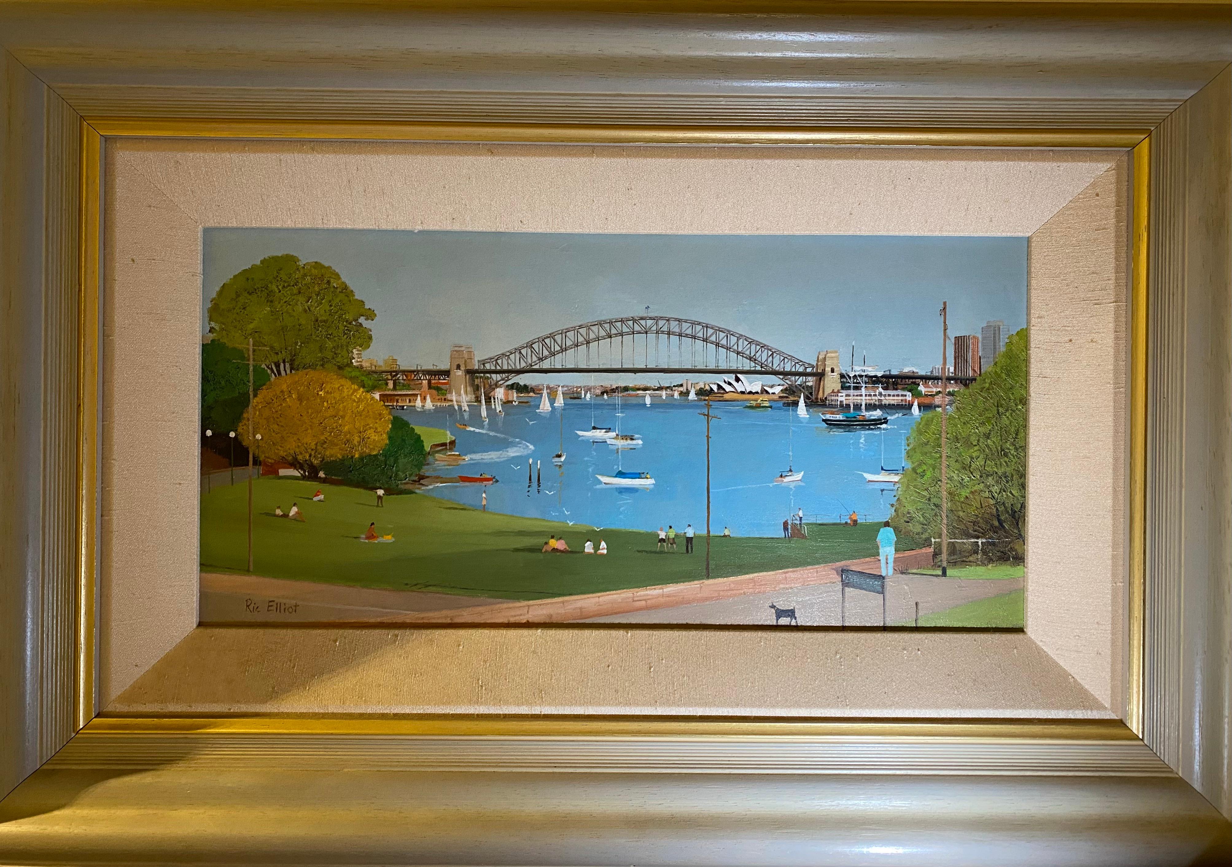 Sydney Harbour Scene by Ric Elliot (English – Australian 1933 - 1995) Oil on Board Painting

Dimensions: 
Painting - 19 x 36cm (7.4 x 14.1 inches)
Frame – 39 x 58 x 5cm (15.3 x 22.8 x 1.9 inches). 

Signed lower left 


Ric Elliot