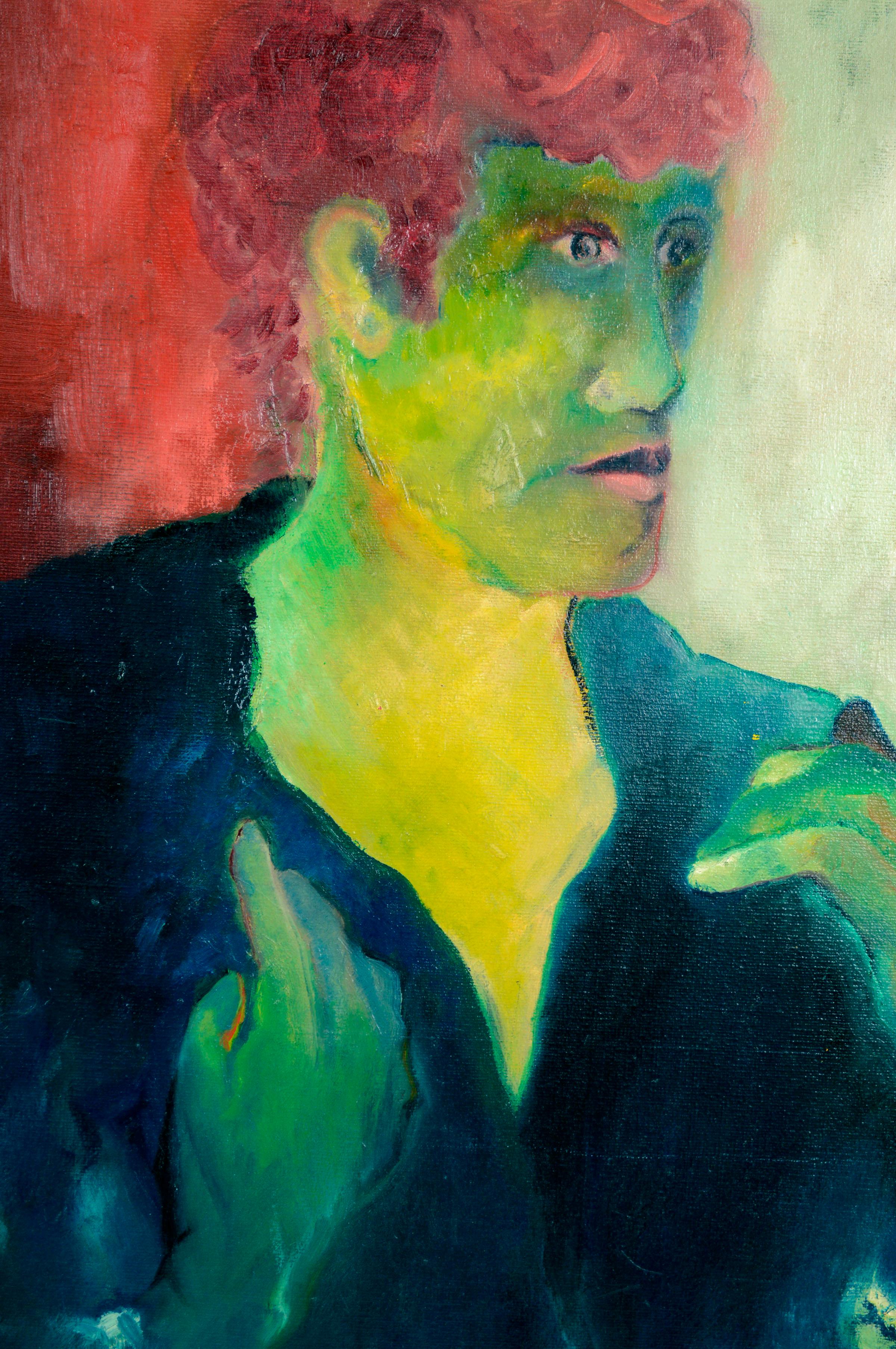 Mid Century Fauvist Portrait of a Man - Painting by Sydney Helfman