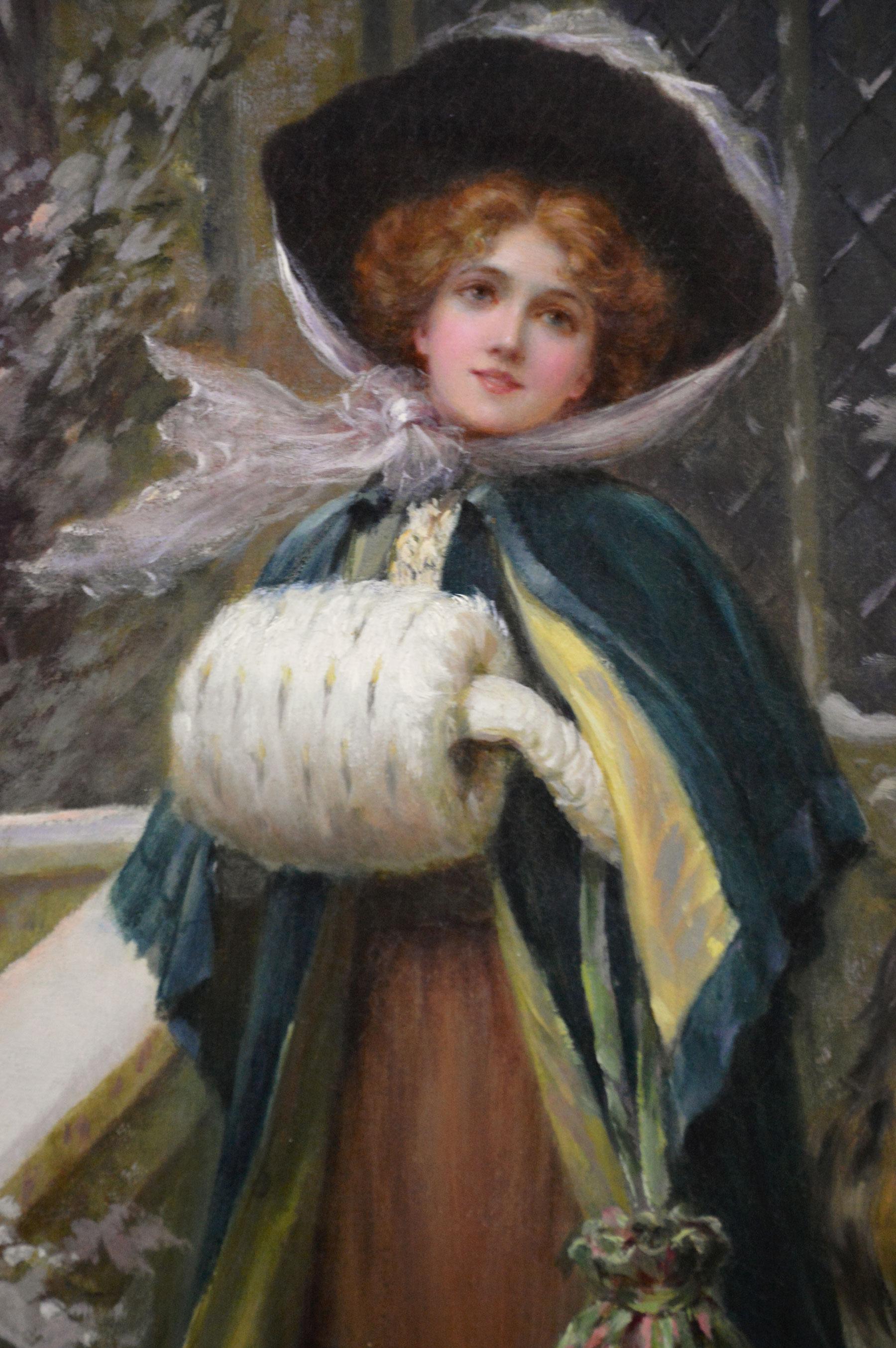 Sydney Kendrick 
Británico, (1874-1955)
De paseo
Óleo sobre lienzo, firmado
Tamaño de la imagen: 25,75 pulgadas x 19,5 pulgadas 
Tamaño con marco incluido: 32,75 pulgadas x 26,5 pulgadas
Procedencia: Jack & Boyle, 23 Market Street, Brighton,