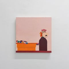 Still Life with Orange Box, Contemporary Oil on Panel, 12x12 in, 2026