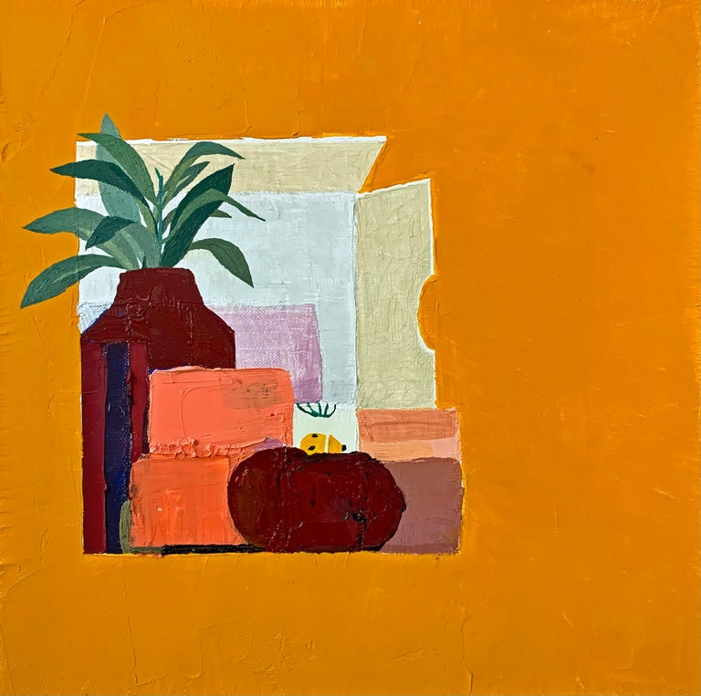 Sydney Licht Sydney Licht "Still Life with Plant" Oil on Linen Painting For Sale at 1stDibs