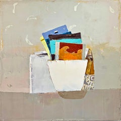 Peinture à l'huile contemporaine sur lin « Still Life with Teabags » de Sydney Licht