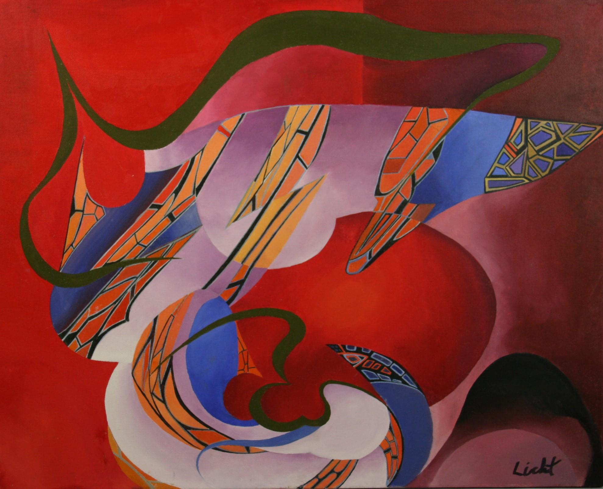 Vintage German Abstract Expressionist  Oversized Abstract 1965 - Red Abstract Painting by Sydney Licht