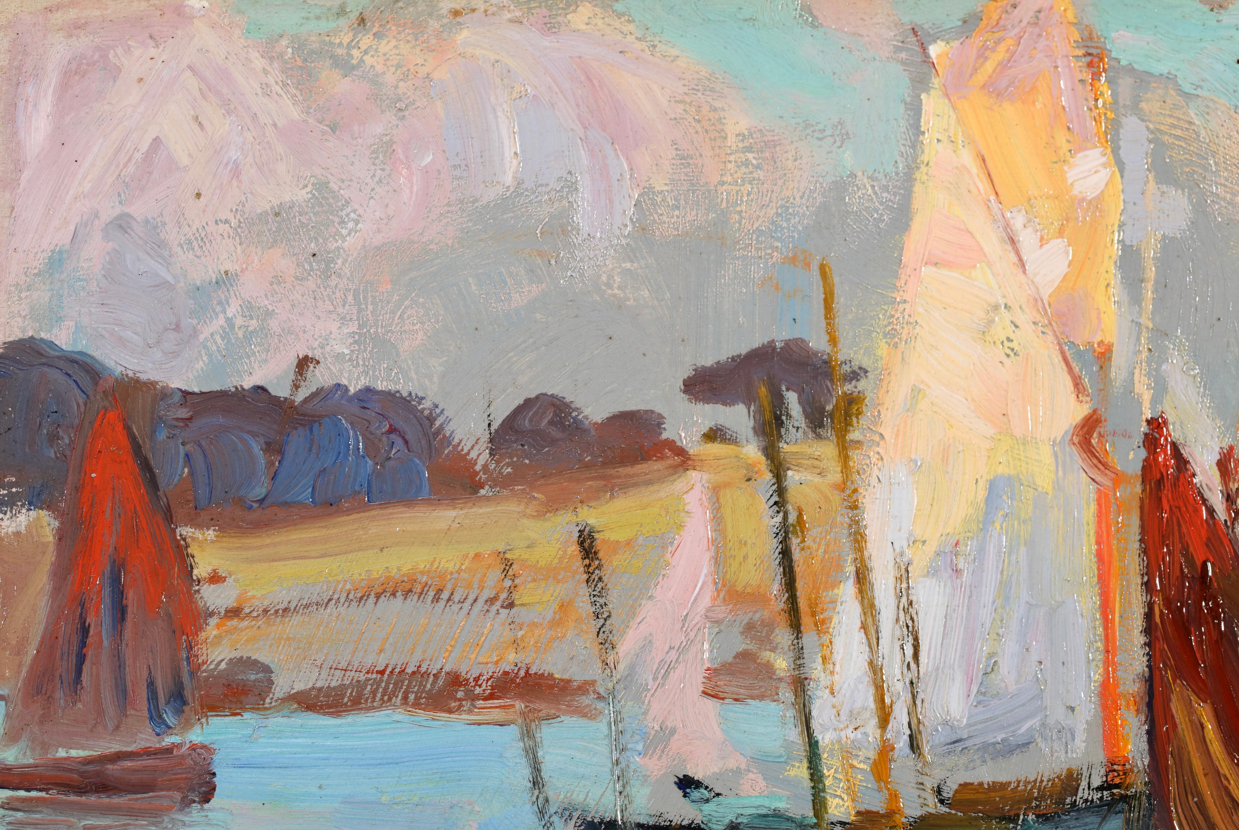 Voiliers a Concarenau - Post Impressionist Landscape Oil - Sydney Lough Thompson en vente 2