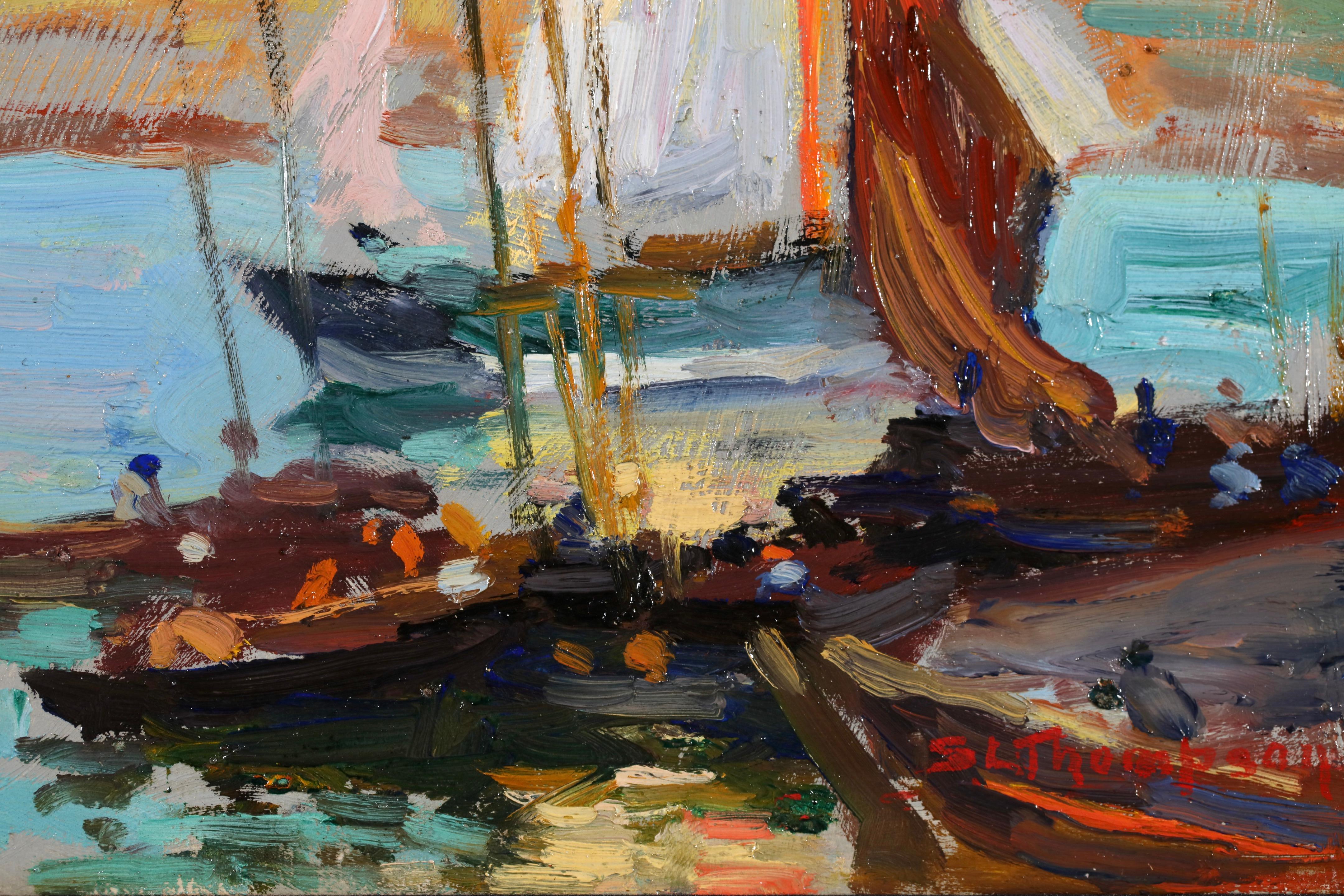 Voiliers a Concarenau - Post Impressionist Landscape Oil - Sydney Lough Thompson en vente 5