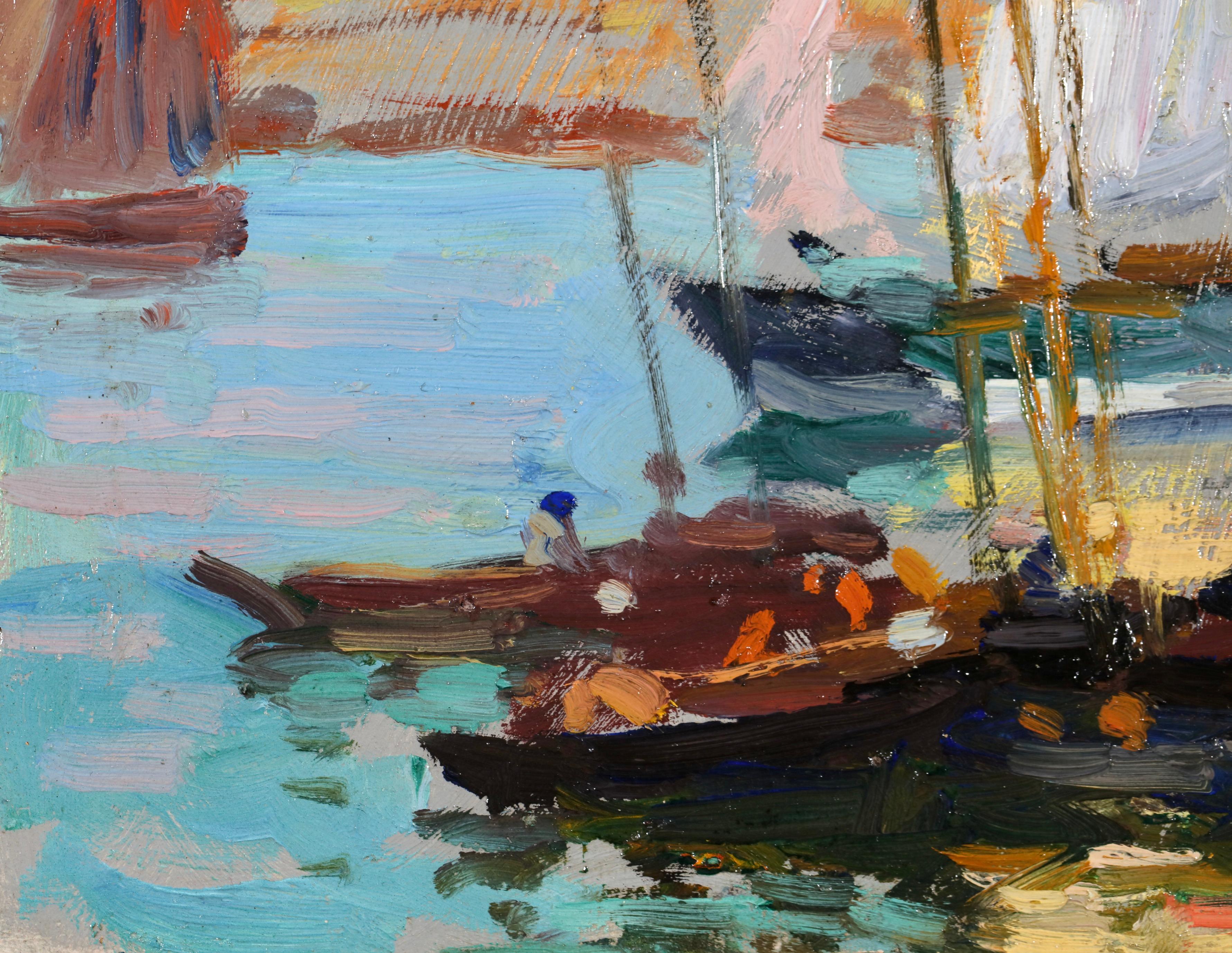 Voiliers a Concarenau - Post Impressionist Landscape Oil - Sydney Lough Thompson en vente 6
