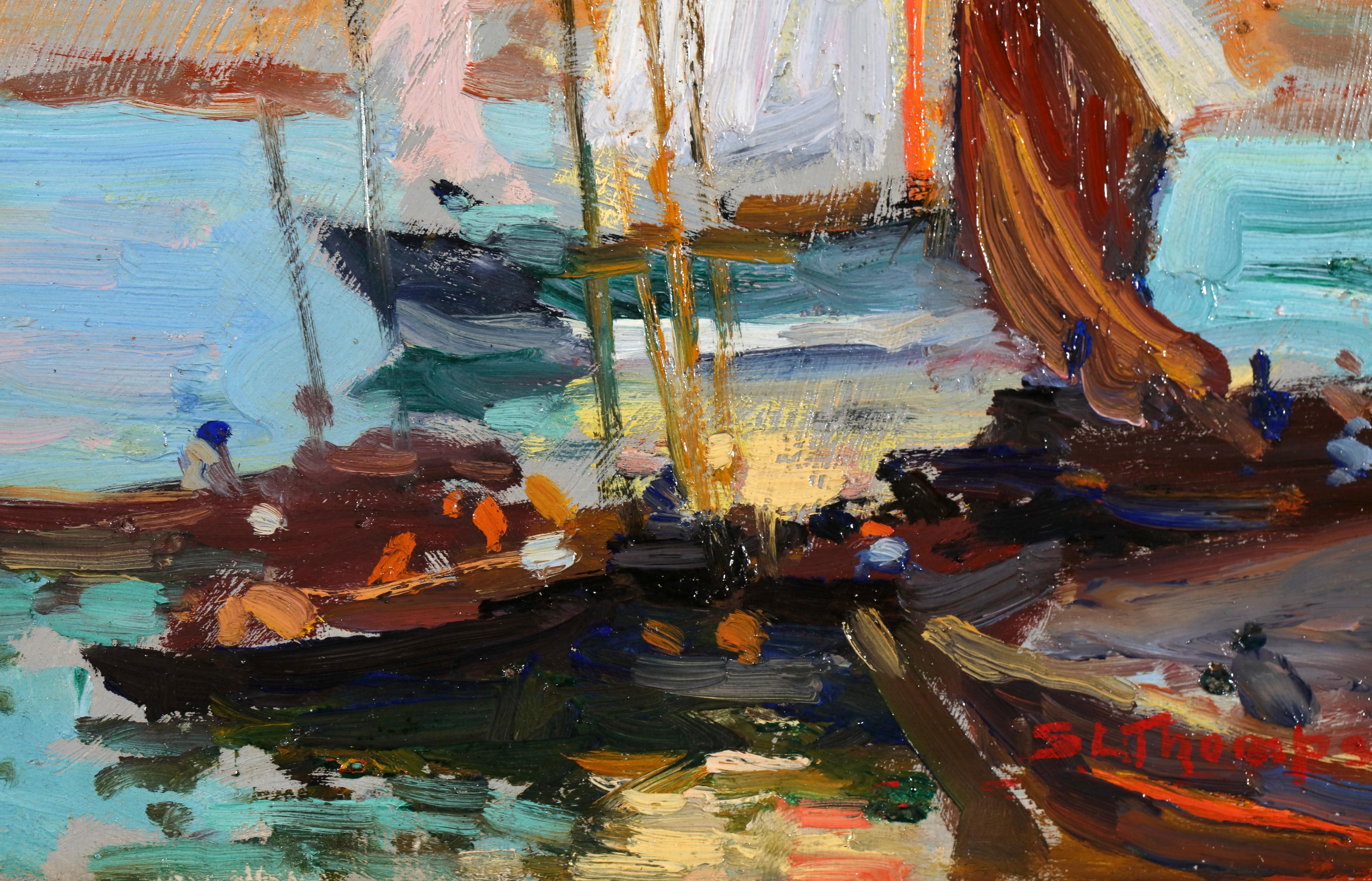 Voiliers a Concarenau - Post Impressionist Landscape Oil - Sydney Lough Thompson en vente 7