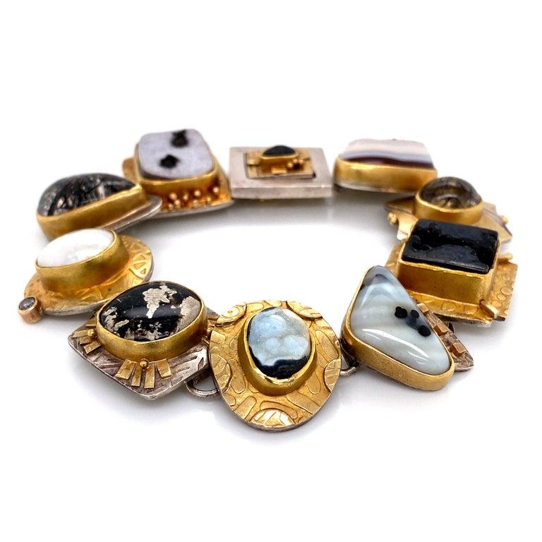 Modernist Sydney Lynch Multi Gemstone Designer Necklace and Bracelet Estate Fine Jewelry