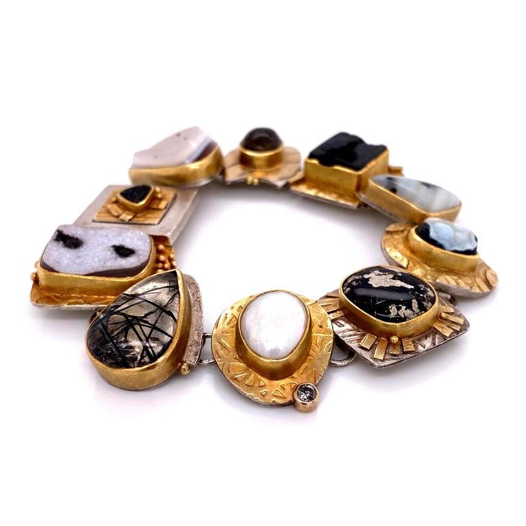 Mixed Cut Sydney Lynch Multi Gemstone Designer Necklace and Bracelet Estate Fine Jewelry