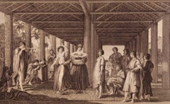 Dancers, Ulietea Near Tahiti: Original 18th C. Engraving from Cook's 1st Voyage