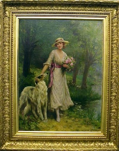 A Woodland Walk, Oil on Canvas Portrait, Early 20th Century, Framed