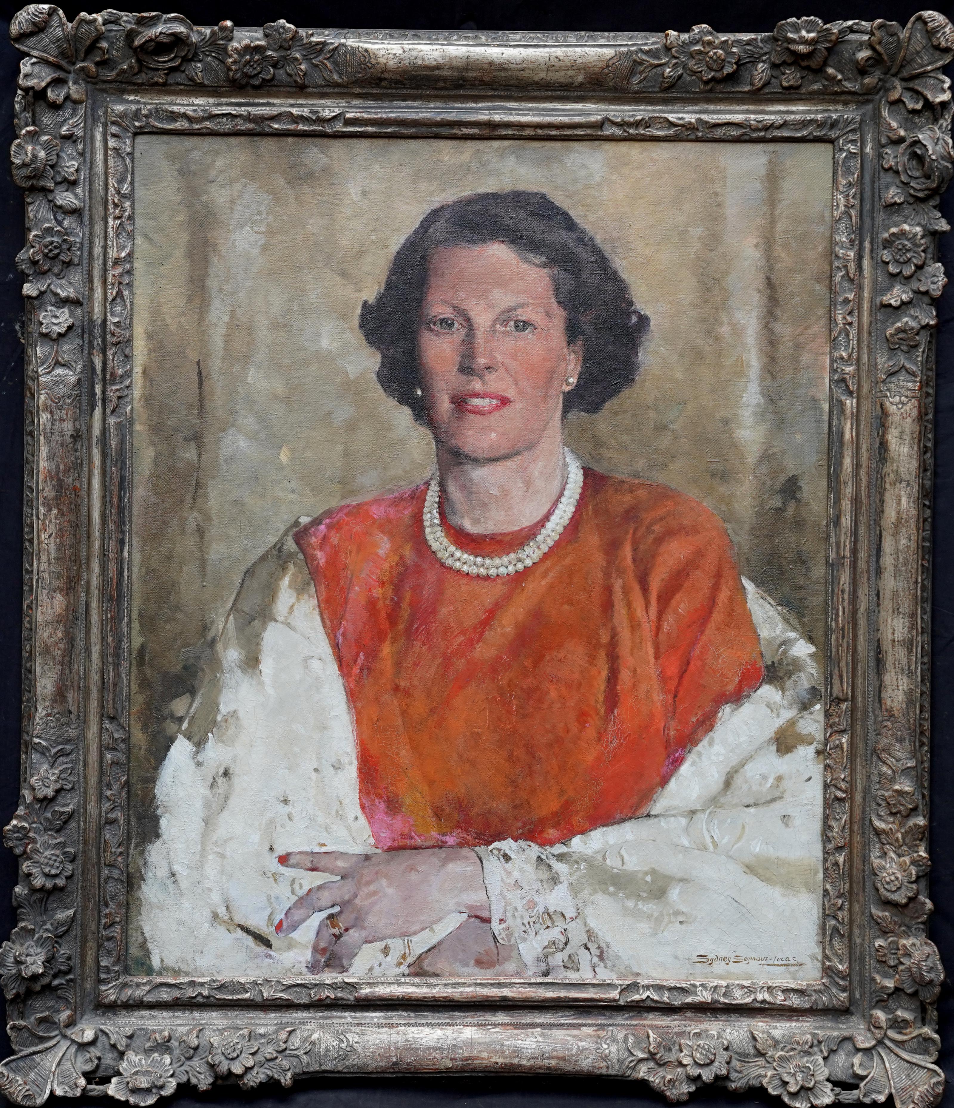 Portrait of Sheila De Quincey - British 1950's art portrait oil painting For Sale 6