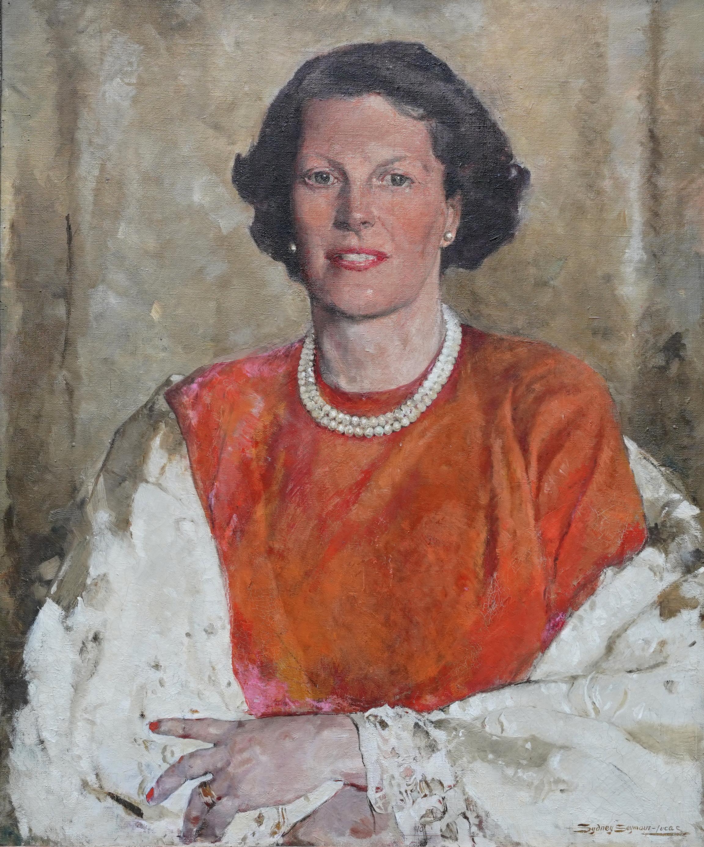 Portrait of Sheila De Quincey - British 1950's art portrait oil painting - Painting by Sydney Seymour Lucas