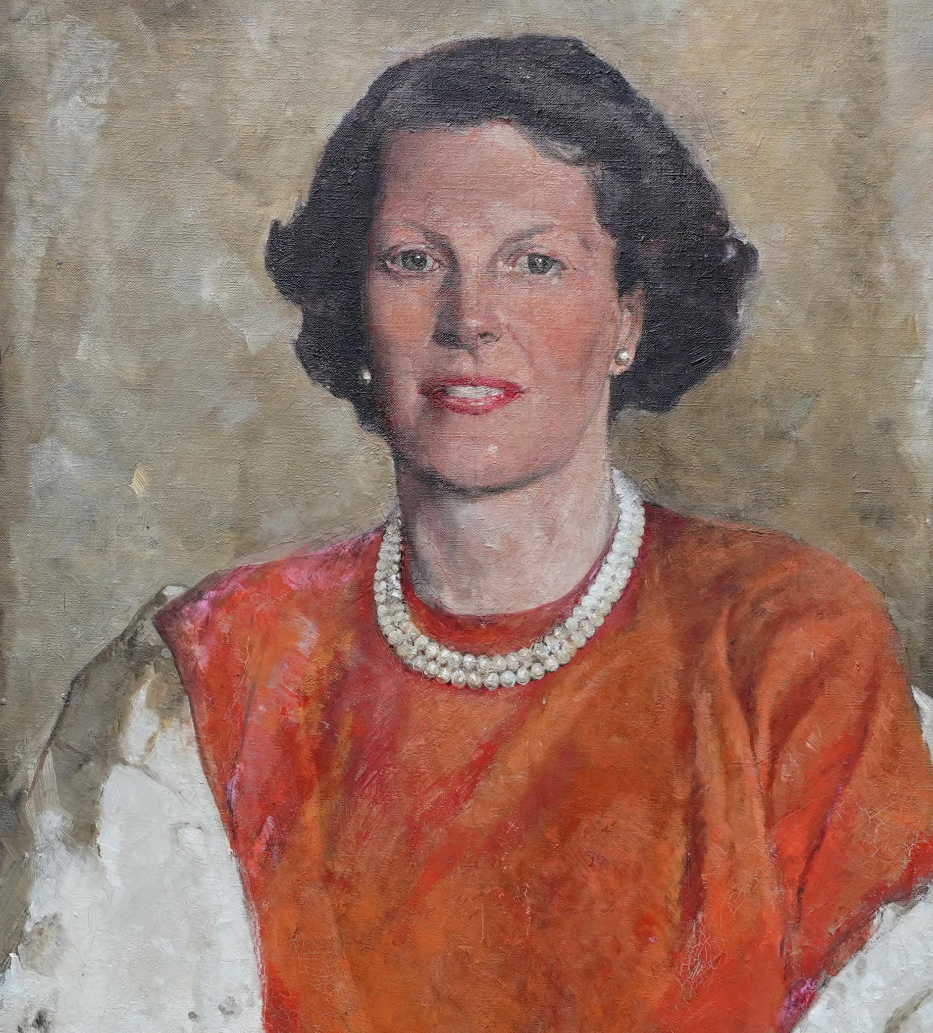 Ritratto di Sheila De Quincey - Ritratto ad olio britannico degli anni '50 - Painting Postimpressionismo di Sydney Seymour Lucas